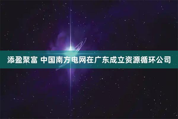 添盈聚富 中国南方电网在广东成立资源循环公司