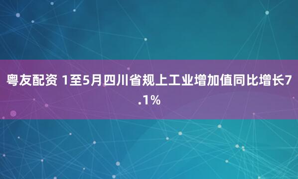 粤友配资 1至5月四川省规上工业增加值同比增长7.1%