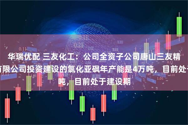 华瑞优配 三友化工：公司全资子公司唐山三友精细化工有限公司投资建设的氯化亚砜年产能是4万吨，目前处于建设期